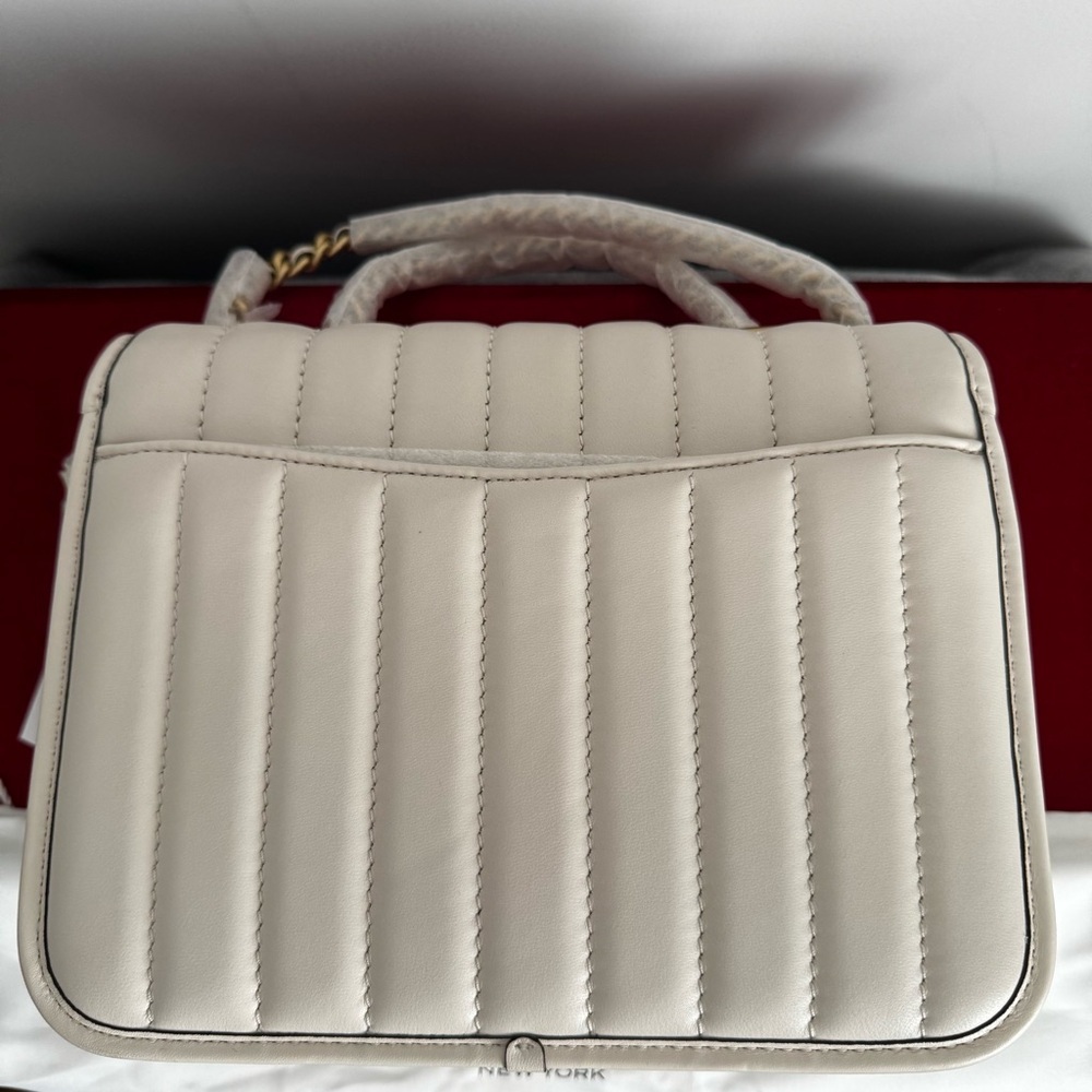 NWT PRICE FIRM Coach Madison Bag Quilting in Chalk/Brass Hardware/Chain/Turnlock - Picture 11 of 16